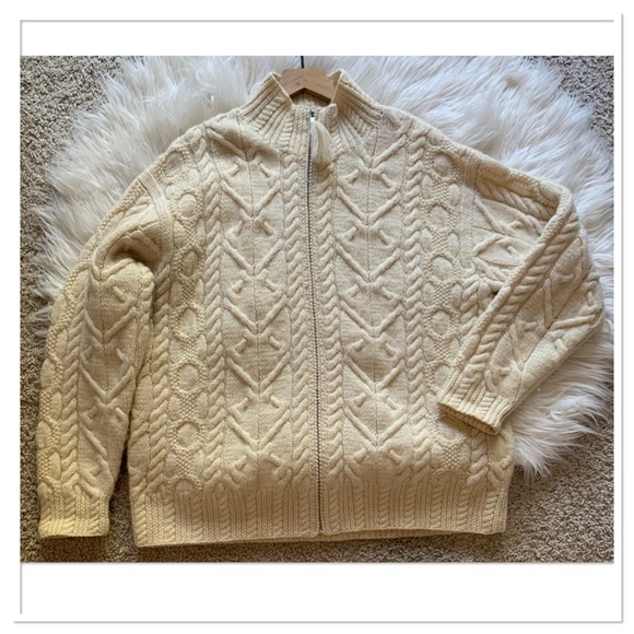 Lauren Ralph Lauren Sweaters - Lauren Ralph Lauren Wool Oversized Cableknit Cardigan Sweater Cream Size Medium
